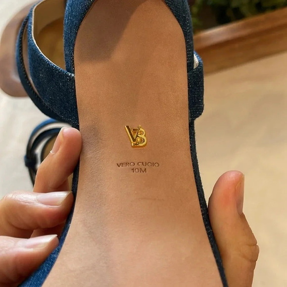 Veronica Beard Darcelle Ankle Strap Stiletto Sandal Mountain Blue‎ Denim 10 NWT - Picture 7 of 7